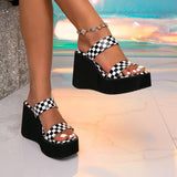 Plaid Wedge Sandals