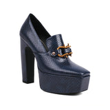 Snake Print Chunky Heels