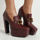 Snake Print Chunky Heels
