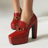 Snake Print Chunky Heels