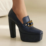 Snake Print Chunky Heels